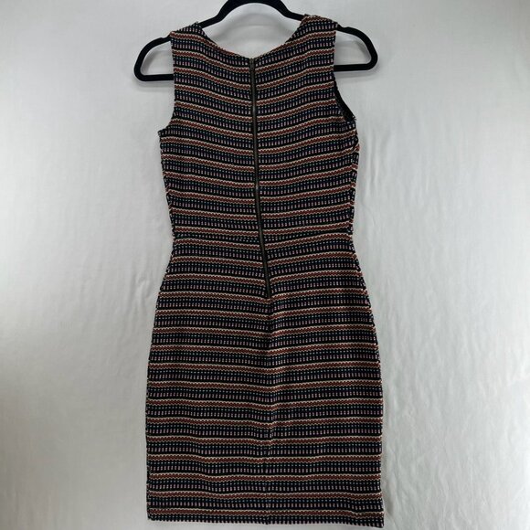 Mystic Bodycon Mini Dress Womens S Sleeveless Back Zip Striped Knit Multicolor - Picture 2 of 11